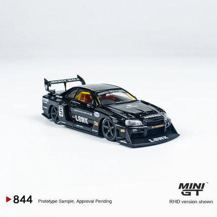 MINIGT 1:64 Nissan LB-ER34 Super Silhouette SKYLINE Black mgt alloy Car Model 844