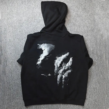 Hip Hop Men Cotton Pullover Hoodies Sweatshirts Thicken Japanese Style Hooded Puffer Fish Print Men&Women Outdoor Sportswear