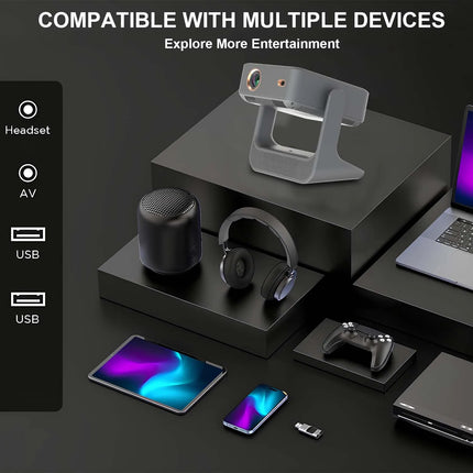 Netflix YouTube Projector 8'' Touch Screen 1080P 4K, 180° Rotation - Android iOS Sync, WiFi BT5.0, HDMI USB Home Cinema Gaming