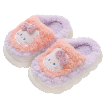 2025 Winter Children's cute  Cotton Home Slippers Frozen Girl's Snow Non Slip Warm Baby Slippers Pink Blue Size 24-41