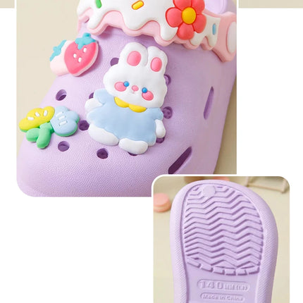 Cute Cartoon Bunny Garden Shoes For Girls Soft Sole Clogs For Baby Breathable Non-slip Indoor Outdoor Beach Sandals Trendy