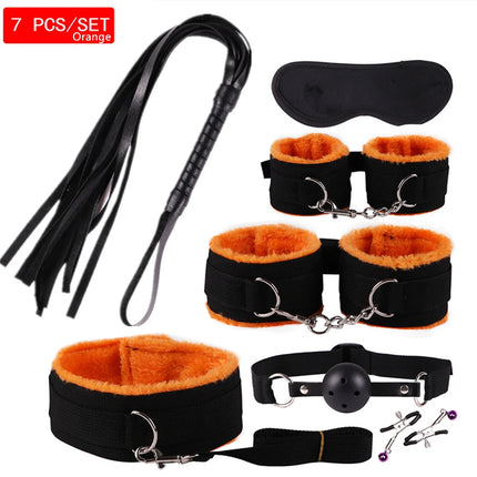 Exotic Accessories Nylon Sex Bondage Set Sexy Lingerie Handcuffs Whip Rope Anal Vibrator Adult Sex Toy for Couples