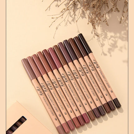 12 piece matte lipliner set, smooth and easy to apply, non smudging and non fading, natural makeup effect