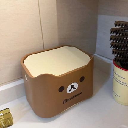 Cartoon Rilakkuma Storage Basket Garbage Desktop Storage Box Desktop Organizing Box Desktop Cartoon Organizing Box Cute Gifts