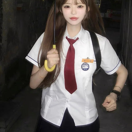 White ort Sve orm Set School orm Sle JK Outfit Baing Running Class orm College Wind Women's irt