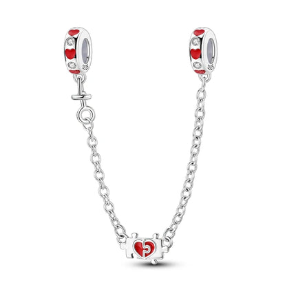 Original 925 Sterling Silver Charms Bead Inlaid Zirconium Jigsaw Puzzle Pendants Gift Fit Bracelet Jewelry DIY Marking