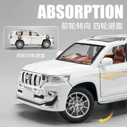 1:24 Prado Off Road SUV Alloy Metal Diecast Model Car Home Decoration Hobby Computer Desktop Ornaments Holiday Present