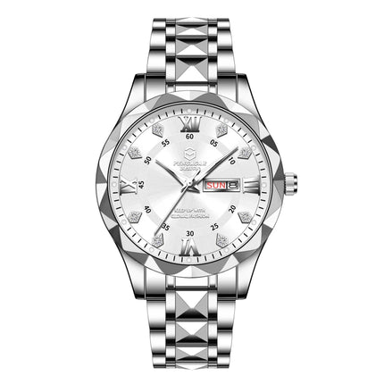PAAZOMU Luxury Fashion Man Clock Top Business Waterproof Luminous Date Week Men's Watches Quartz Stainless Steel Men Wristwatc