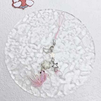 Plastic Lucky Koi Phone Pendant Crystal Beads Unique Beaded Keyring Lightweight Simulation Fish Keychain Charms Car Key Jewelry