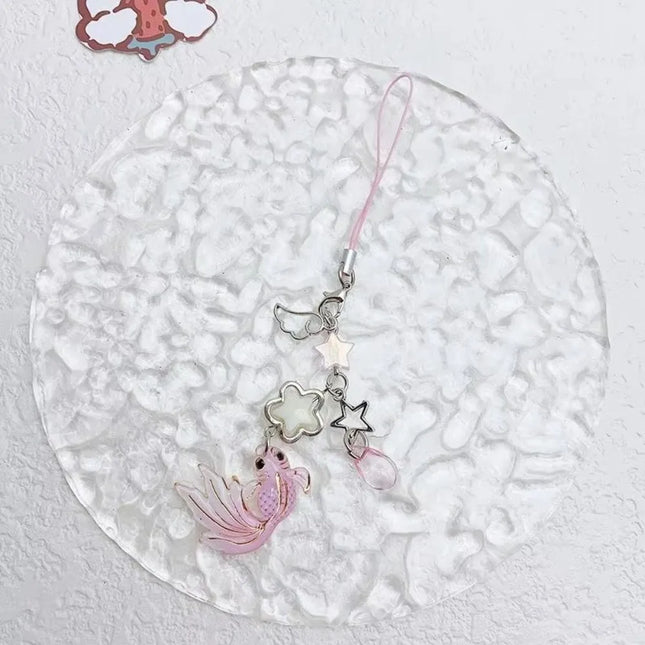 Plastic Lucky Koi Phone Pendant Crystal Beads Unique Beaded Keyring Lightweight Simulation Fish Keychain Charms Car Key Jewelry
