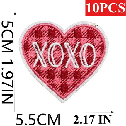 10PCS Wholesale Pink Car Shape Embroidery Pink Love Style Patches DIY Cloth for Hats/T-shirt/Jeans Girls Kids Valentine Iron on