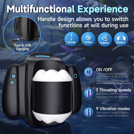 Automatic Telescopic Vibrating Handle Male Masturbator Adult Sex Toy For Men App Control Penetration Penis Trainer  Pocket Pussy