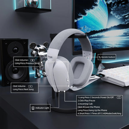 ATTACK SHARK L80PRO Wireless Gaming Headset 2.4G Bluetooth Wired 203g Ultra-Light Dual Mic 40mm Driver Low Latency Headphone