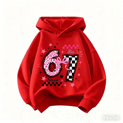Autumn SIX SEVEN 67 Digit Print Children's Hoodies Boy Girl Casual Fashion Sport Pullover Kid Comfortable Fleece Sweatshirt