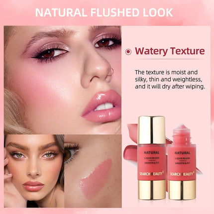 Dewy Natural Liquid Blush, Multi-Use Liquid Blush for Cheeks & Lips, Beginner-Friendly, Watery Pinkish Glow Makeup Effect