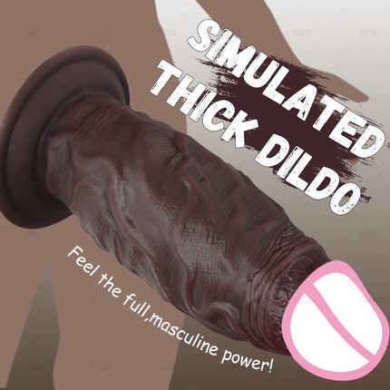 Realistic Dark Anal Dildos Thick Penis Butt Plug Soft Dildo Vaginal Masturbation Suction Cup Dick Anal Sex Toys for Women Men