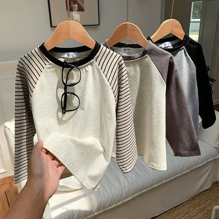 Kids' Striped Long-Sleeve T-Shirt Toddler Girl Loose Bottoming Shirt Boy Baby Casual Tops Fashion Children's Cotton Tees