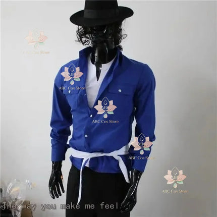 Michael Jackson the Way You Make Me Feel Blue Shirt Proformance Collection Show