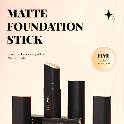 VINCINER Matte Stick Foundation Cream Long-Wear Waterproof Covers Dark Circles Full Coverage Concealer Stick for Base Makeup