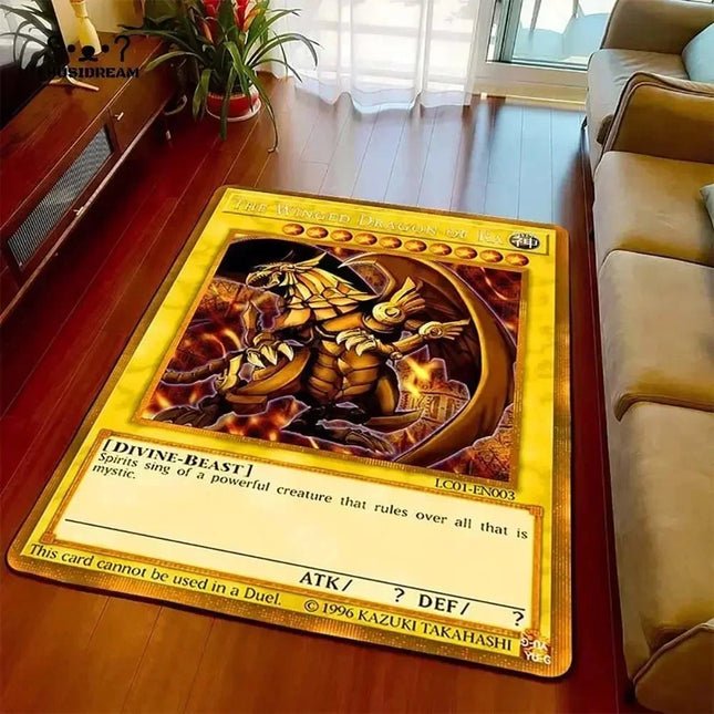 Yu-Gi-Oh Blue Eyes White Dragon Anime Non-slip Carpet Cartoon Floor Mat for Living Room Bedroom Decorative Area Rug Perfect Gift