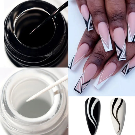 10ml White Nail Liner Gel Polish 3D French Tips Swirls Gel Nail Polish Manicure Soak Off UV Nail Liner Polish with Thin Brush R4