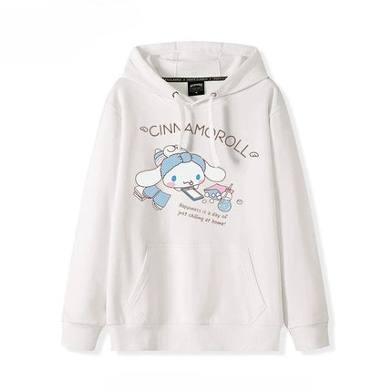 Korean Cute Cinnamoroll Hook Haze Blue Hooded Sweater Cute Girl Loose Versatile Girlfriend College Style Loose Long Sleeve Top