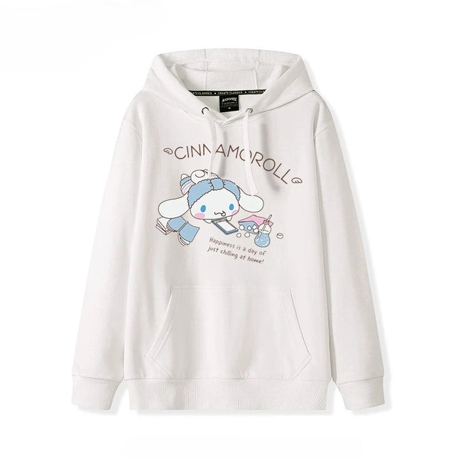 Korean Cute Cinnamoroll Hook Haze Blue Hooded Sweater Cute Girl Loose Versatile Girlfriend College Style Loose Long Sleeve Top
