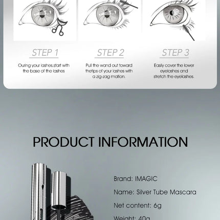 IMAGIC Black Mascara 4D Silk Fiber Waterproof Long Lasting Extension Volume Thick Effet Lengthens Eyelashes Eye Makeup Cosmetics