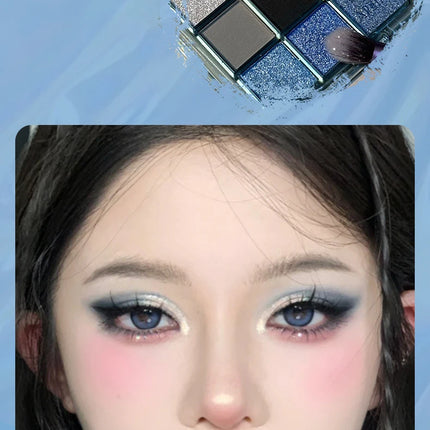 9 Colors Dark Punk Smoked Eyeshadow Palette Blue Black Pearl Matte Eye Shadow Makeup Palette Brightening Shimmer Lying Silkworm