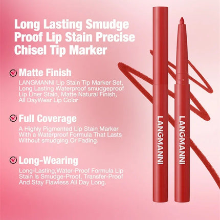 12 Colors Waterproof Lip Liner Pencil Matte Red Brown Plumping Lip Stain Long-Lasting Smooth Perfect Outline & Filling Lips