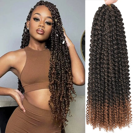 18“Passion Twist Hair 8Packs Freetress Water Wave Crochet Hair Synthetic Braiding Hair for Boho Locs, Faux Locs, Butterfly Style