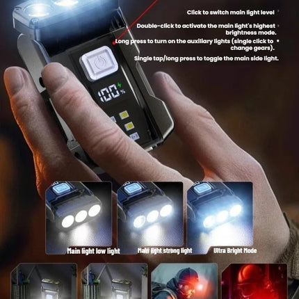 EDC Flashlight Mini Portable Type-C Rechargeable Magnetic Keychain Light Waterproof Hat Clip Lamp for Daily Carry Emergency