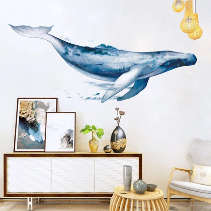 Creative Wall Stickers Ink Wash Whale For Living Rooms Home Bedroom Background Wall Decor Self Adhesive Vinyl Sticker Wallpaper