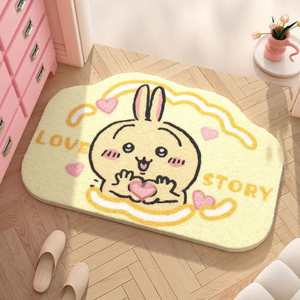 Kawaii Chiikawa Cute Rug Plush Floor Mat Bathroom Non-Slip Carpet Car Cushion Soft Living Room Decor Usagi Hachiware Gift Toy