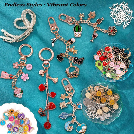 325-Piece DIY Bag Charm Making Kit Complete Jewelry Craft Set Creative Gift for Keychains & Access, Teens, Adults, Art Therapy