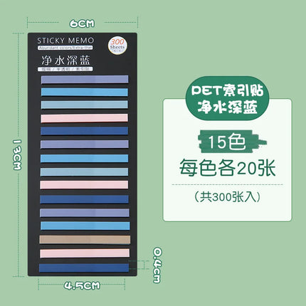 300Pcs Color Translucent Strips PET Index Sticker Note Highlight Mark Stickers Subjects Bookmarks Student Stationery Sticky Note