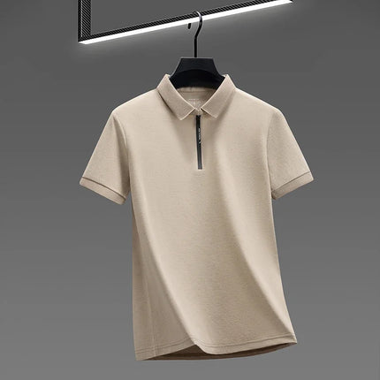 2026 New Men's Quarter Zip Polo Shirt Cool Breathable Fabric Short Sleeve Top For Office And Daily Activities