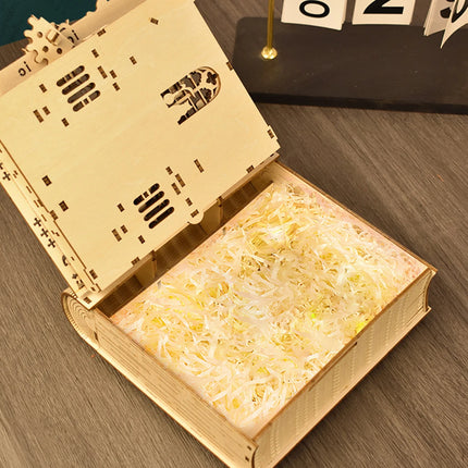 Wooden Puzzle Magic Book Model, Solid Wood DIY Handmade 3D Puzzle, Suitable for Desktop Decoration, Holiday Birthday Gift