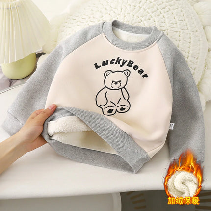 Childrens Hoodie with Fleece for Autumn and Winter, BoysThick Warm Jacket for Girls, Baby Clothes Kids Clothing