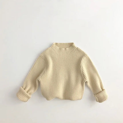 1-6Y Autumn and Winter Knitted Base Sweater Children's Clothing Forest Series Boys Girls Inner Solid Color Mid High Neck Sweater