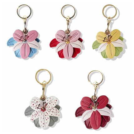 Fashion Cartoon Flower Keychain PU Leather Access Control Card Holder Bag Pendant Ornament Multicolor Bag Hanging Men