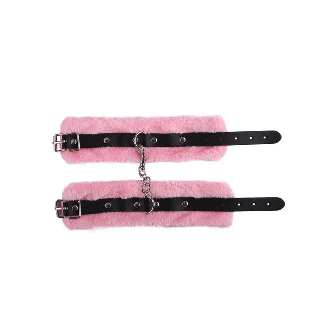 SM Adjustable Handcuffs Toy PU Leather Plush Handcuffs Blindfold Masks Set Restraints Bondage Sex Toy For Adult Game Accessories