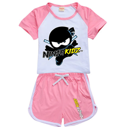 Ninja Kidz Kids Clothes Cotton Sport Tracksuits T-shirts Sweatshirt Suit Cartoon Pattern Set Teenager Baby Boys Girls Clothing