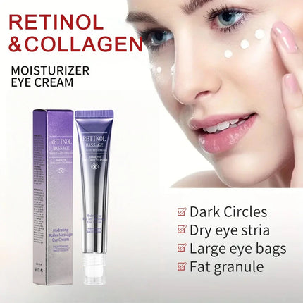 Anti-Wrinkle Eye Cream with Roller Ball Quick Drying Hydrating Hyaluronic Acid Refreshing Eye Serum Fades Fine Line Instant Eye