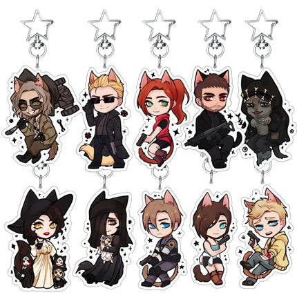 Resident Evil 6cm Acrylic Stand Keychain Leon Jill Chris Ada Game Figure Bag Pendant Decor Collection Gift For Fans