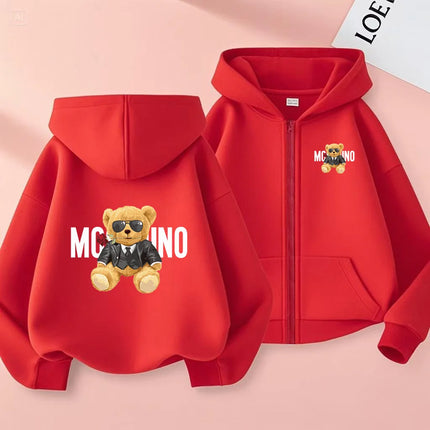 Children's New Zipper Style Long Sleeve Hoodie Cute Bears Pretty girl Charming Coat Girls Boy 3-12Yrs Leisure Sweatshirt Clothes