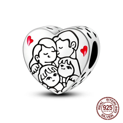 925 sterling silver boys and girls lovers pendant charms Fit 4MM hole diameter bracelet charm beads necklace Diy female jewelry
