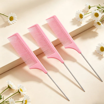 Professional Hair Tail Combs Stainless Steel Salon Cut Styling Comb Spiked Hair Care Styling Tools Barber Accessories Fine Teeth