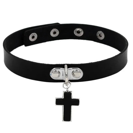 Woman Black Punk Choker Collar Necklace Sexy PU Leather Heart Lock Key Spike Chocker Gothic Cosplay Accessories Party Jewelry
