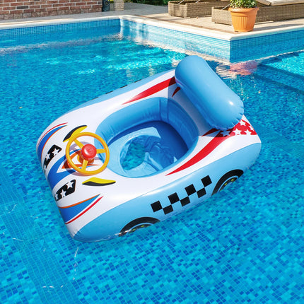 1PC Swim ring, police car design, anti-rollover toddler swim ring, inflatable boat-style float, thickened PVC baby swim ring